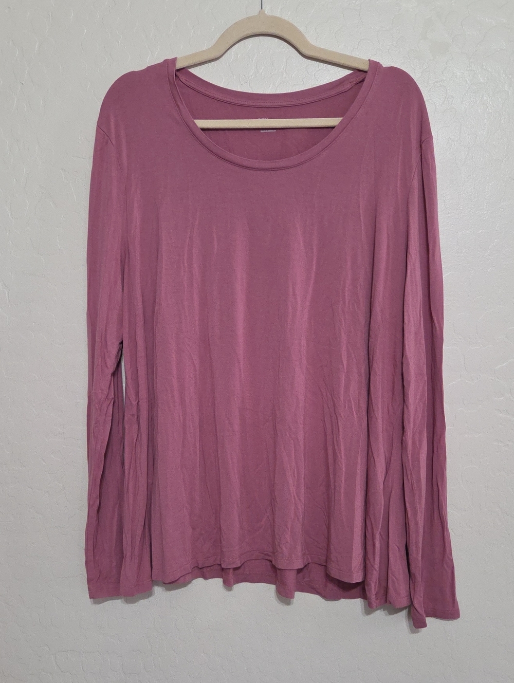 Daily Ritual Mauve Pink Long Sleeve Scoop Neck Tee